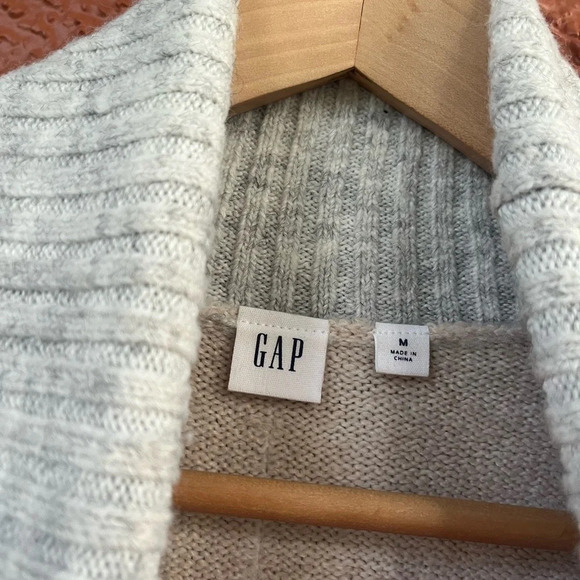 Gap Gray Purple Multi Stripe Knit Rib Neck Turtleneck Sweater Womens Medium - Picture 5 of 9